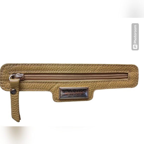 Valentina Yellow/Mustard Pebble Leather Handmade in Italy purse - Picture 5 of 6